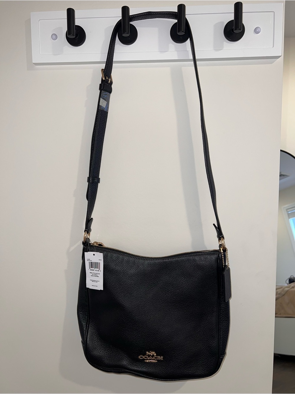 Coach Black Pebbled Leather Crossbody with Gold Hardware